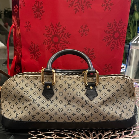 Louis Vuitton Handbags - Louis Vuitton Alma Long Tan and Navy Monogram Satchel